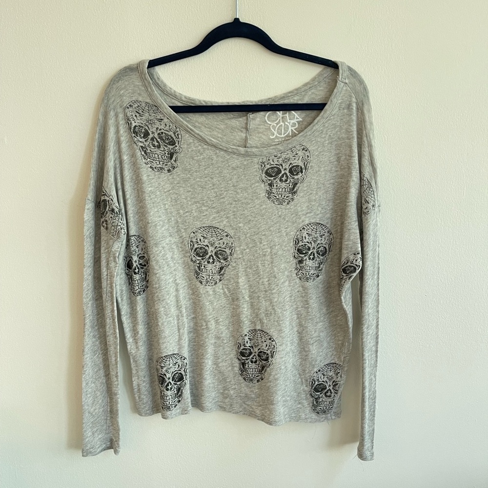Gray Skull Long Sleeve Shirt